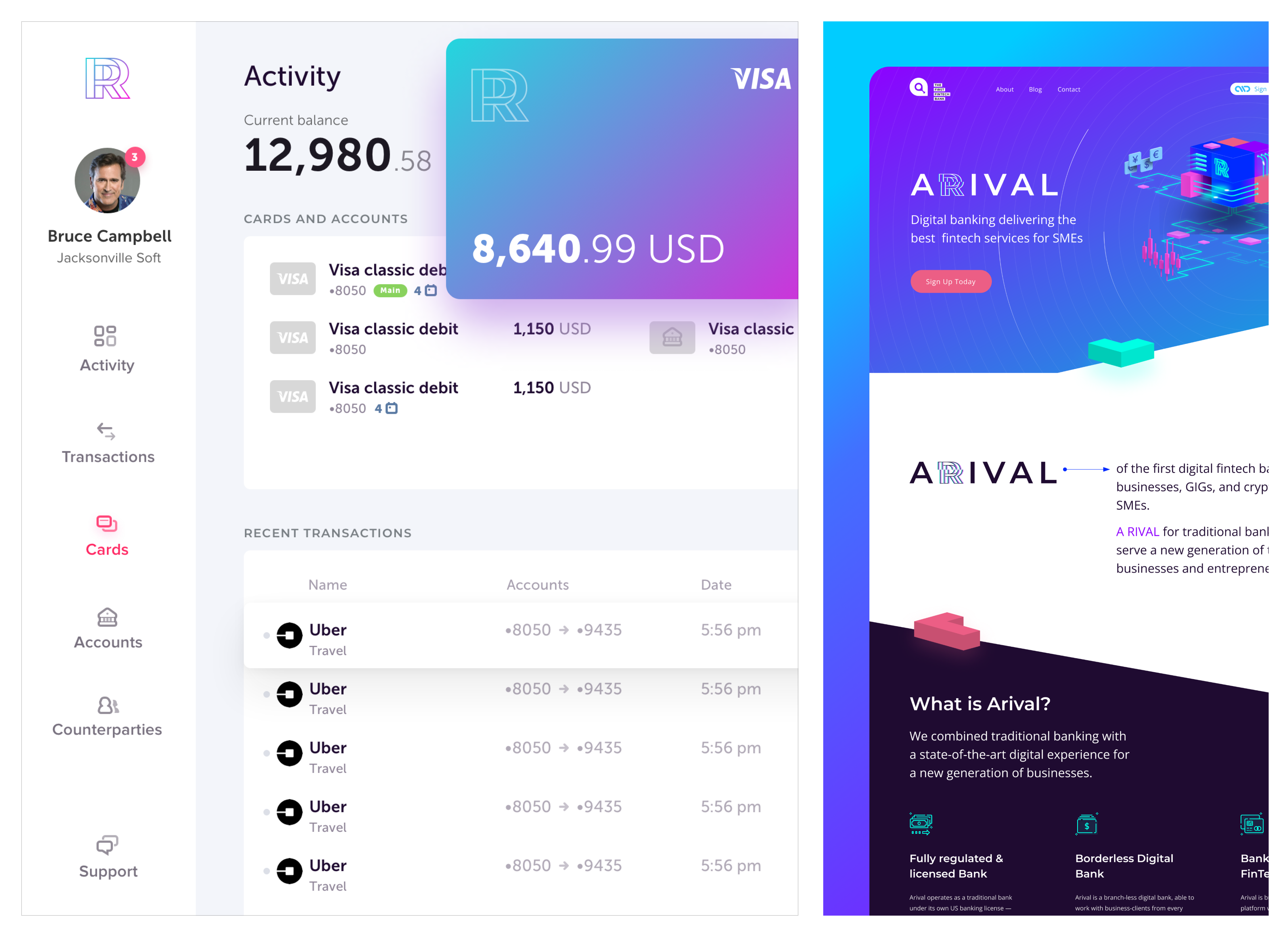Сайт и UI для Arival Bank